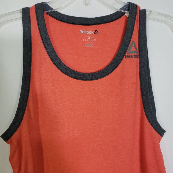Reebok Men's Tank Top Size Small Speedwick Orange Gray Trim - Picture 3 of 9